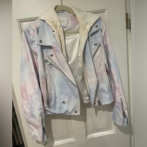 Vegan Leather Tie Dye Moto Jacket in Light My Fire